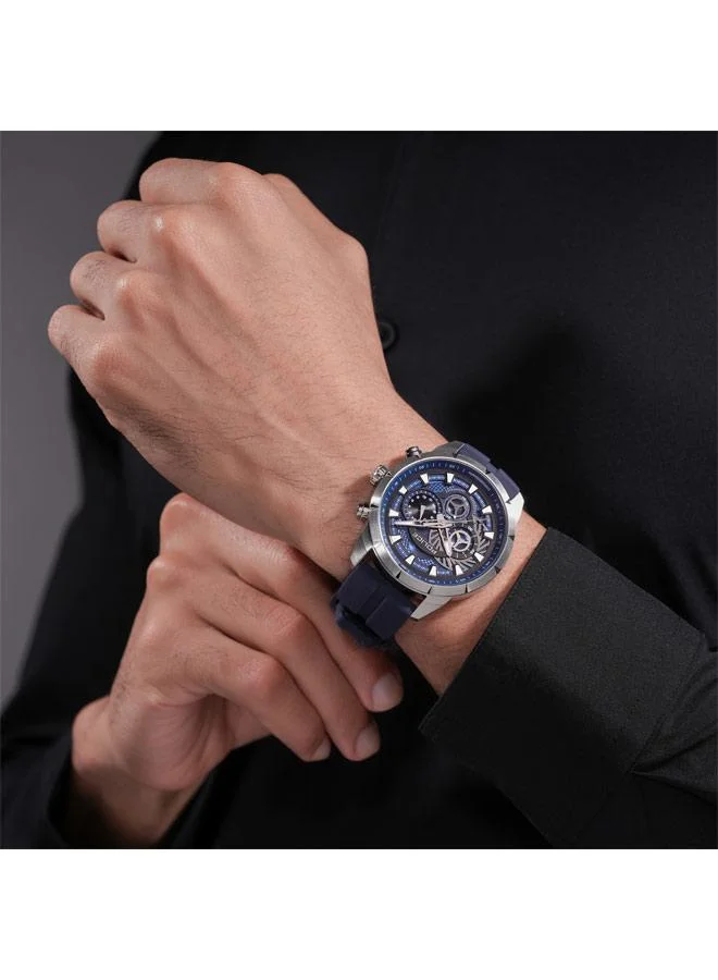 Police Blue Men's Neist Blue Dial Silicone Strap Chronograph Watch for Men, 45mm for Men | Best Price UAE